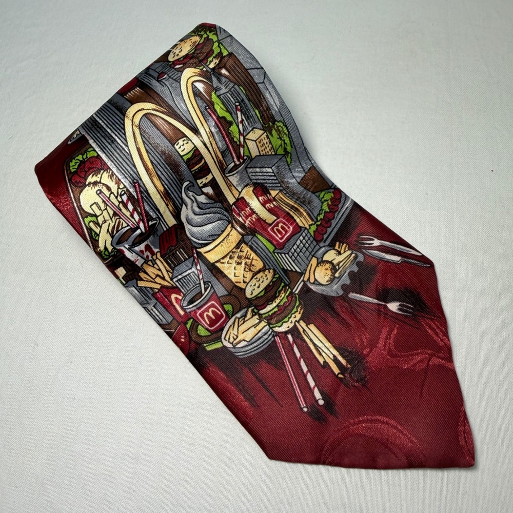 Vintage 1994 McDonald's Collection MBP Novelty Tie Fast Food City Balloons USA